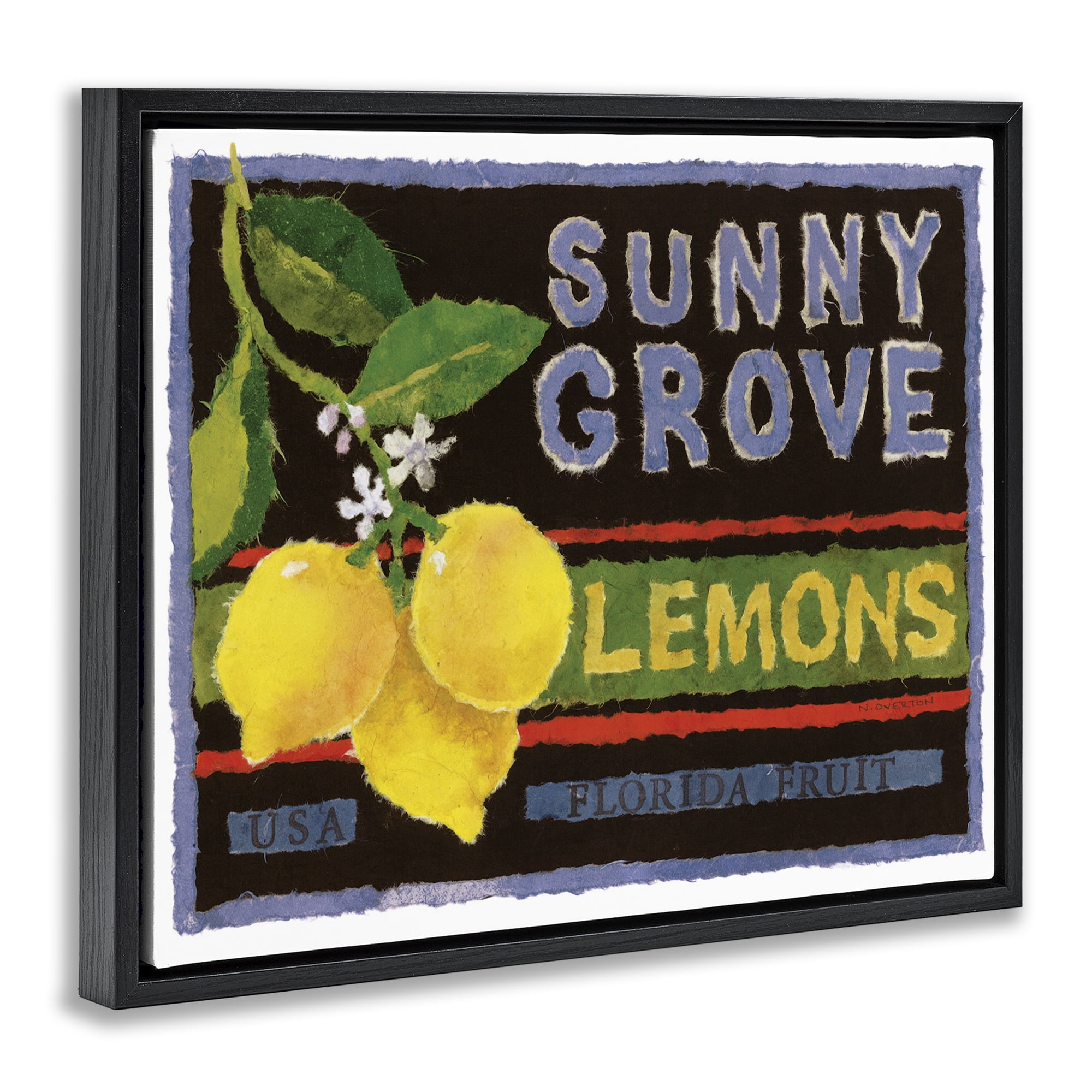 Stupell Industries Sunny Grove Lemons Food & Beverage Painting Black Floater Framed Art Print Wall Art, 21 x 17