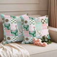 thumbnail image 2 of Spring Floral Checkered Outdoor Waterproof Pillow Covers, Turquoise Pink Buffalo Plaid Decorative Square Throw Pillowcase Sofa Cushion Sham for Patio/Couch/Chair, 24"x24" 2 Pack, 2 of 8