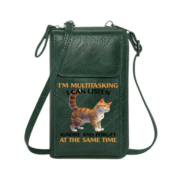OIDERY Women Leather Crossbody Purse Bags with Card Slots Cartoon Cat Multitasking Humorous Ideal Holiday Gift Christmas Holiday Present