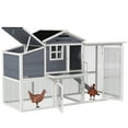 thumbnail image 1 of PawHut 76" Wooden Chicken Coop, Outdoor Hen House w/ Run, Nesting Box, Tray, 1 of 10