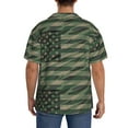 thumbnail image 5 of Balery Jungle Green Camo USA Flag Men's Casual Button Down Shirt Short Sleeve Textured Summer Cuban Beach Shirts-Large, 5 of 7