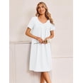 thumbnail image 3 of Ekouaer Cotton Nightgowns for Women Short Sleeve Night Gown V Neck Sleep Shirt Button Nightshirt Soft House Dress, 3 of 6