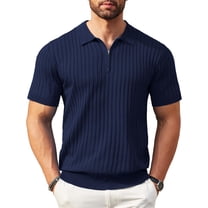 COOFANDY Men's Zipper Polo Shirts Short Sleeve Ribbed Knit Polo T Shirts Fashion Casual Golf Shirts