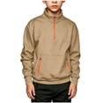 thumbnail image 6 of HBGVBA Boys Fleece Sweatshirt,Solid Color Half Zip Stand Collar Lined Pullover Top Loose Casual Thick Warm Long Sleeve 5-15 Years, 6 of 6
