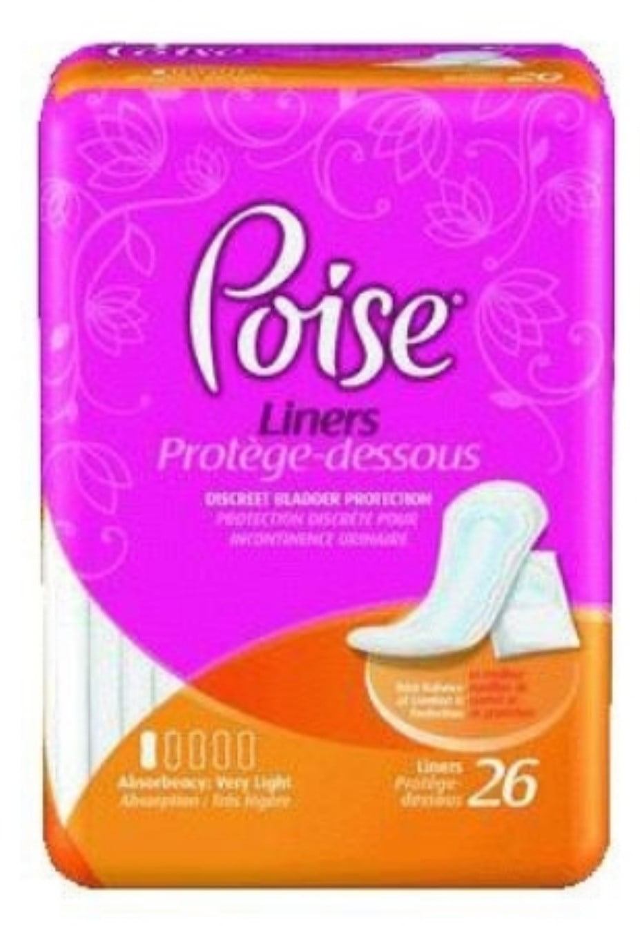 Poise Light Absorbency Female Incontinent Pad Long Length 8.5" L 19308