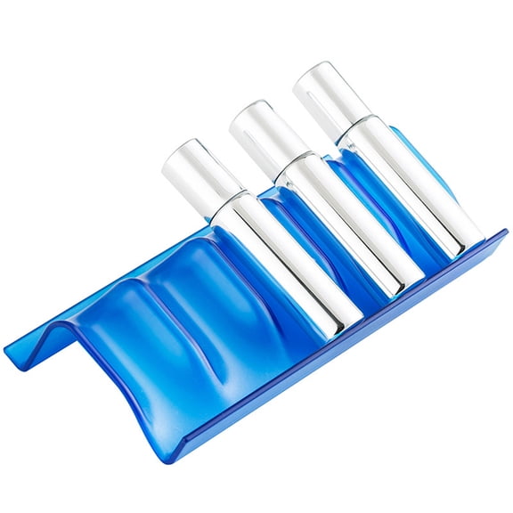 Soimiss Essential Oil Bottle Storage Rack Blue Plastic 5 Slot Drawer Organizer for Home and Office Display