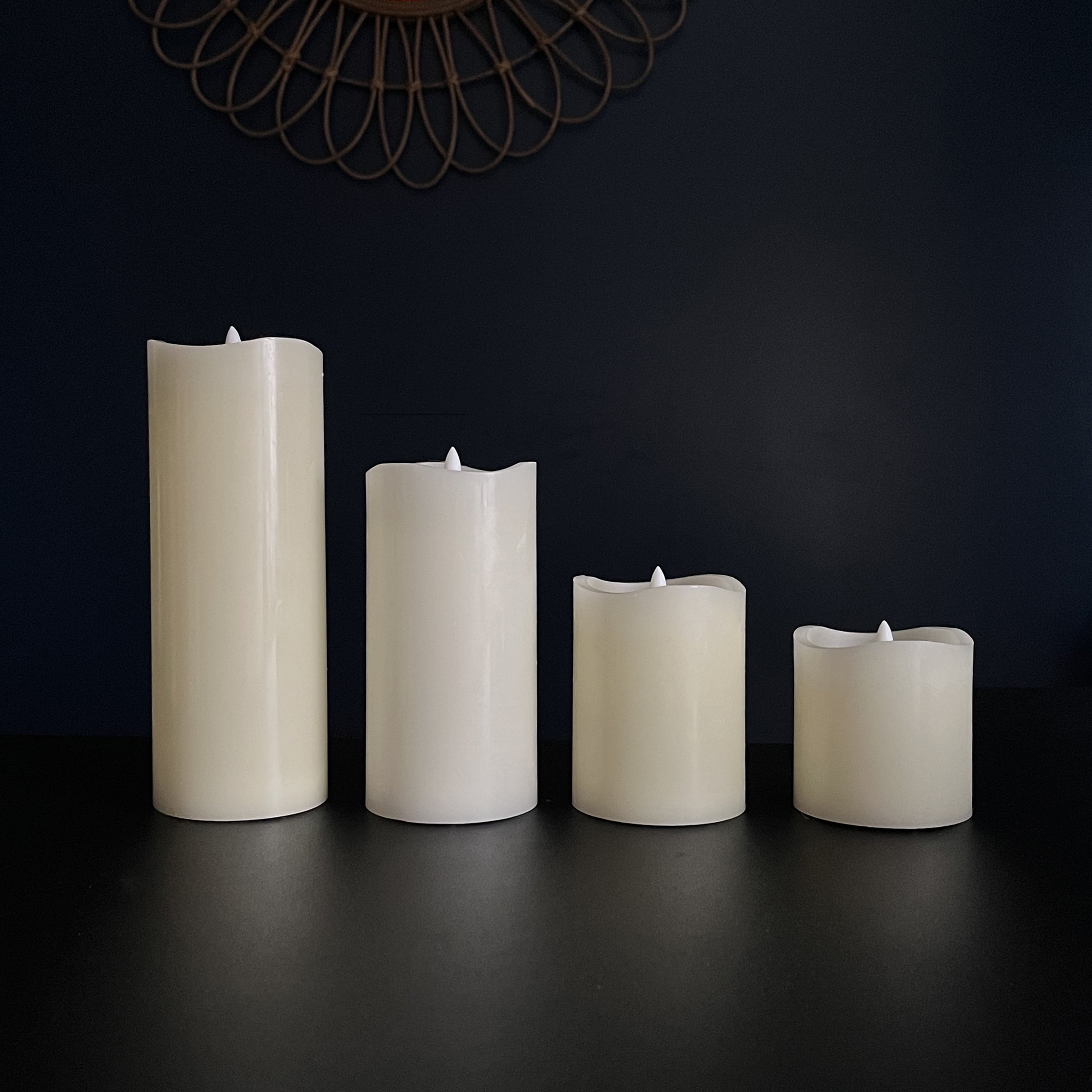 Stonebriar 3 Count Ivory Real Wax 3x4 Flameless LED Pillar Candles with Remote and Timer