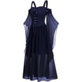 thumbnail image 2 of Women's Gothic Punk Dress Cold Shoulder Butterfly Sleeve Christmas Cosplay Party Dress, 2 of 12