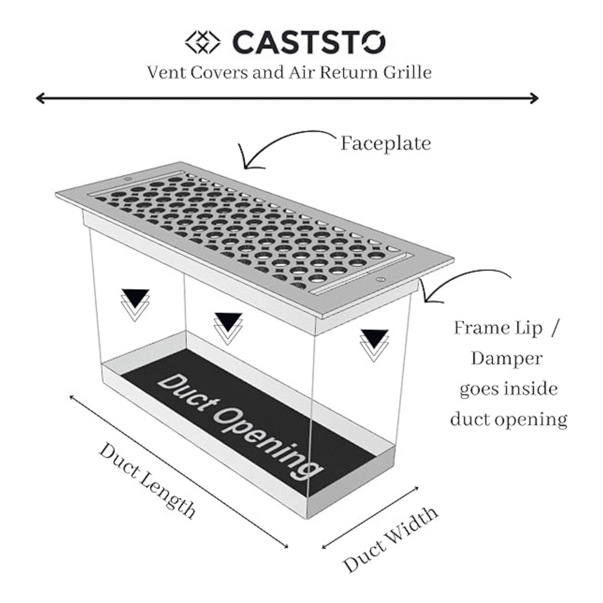 Steel Vent Cover 4"x10" All Metal Modern Floor Register By Caststo, Model- SM Express (Gold)