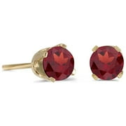 PJ JEWELRY 14k Yellow Gold Plated Over Sterling Silver 2 Ct Round Created Ruby Sapphire Stud Earrings