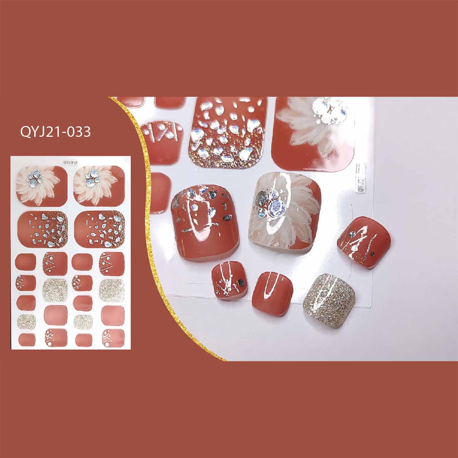 Bidobibo Fake Nails Toe Nail Stickers Toe Nail Stickers Bronzing