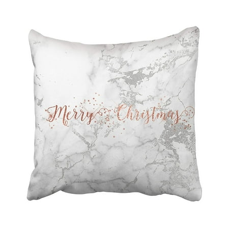 - ARTJIA Xmas Rose Gold Gray Silver White Marble Merry Christmas Pillowcase Pillow Cushion Cover 18x18 inches