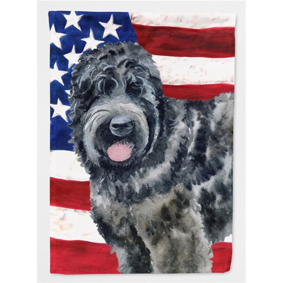 Black Russian Terrier Patriotic Flag Canvas House Size