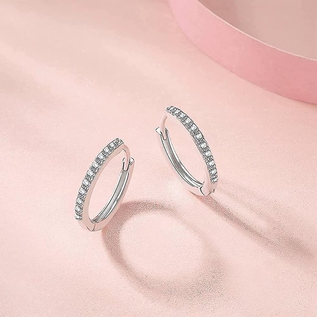 Juego de aretes de aro de plata 925, juego de aretes de aro de plata de ley 925 para mujer ShuxiuWang 8390612289965