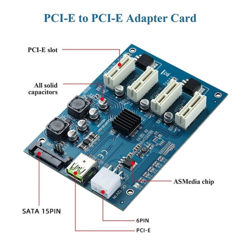 PCIE 1X To 4 Port Expansion Card ASM1184e Main Control For Multiple Graphics Cards Desktop Computer