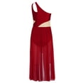 thumbnail image 4 of Sxiwei Robe de Danse Ballet Lyrique pour Filles une Épaule Sans Manches Découpe Haute Basse Robe en Maille Fluide Bourgogne 16, 4 of 7