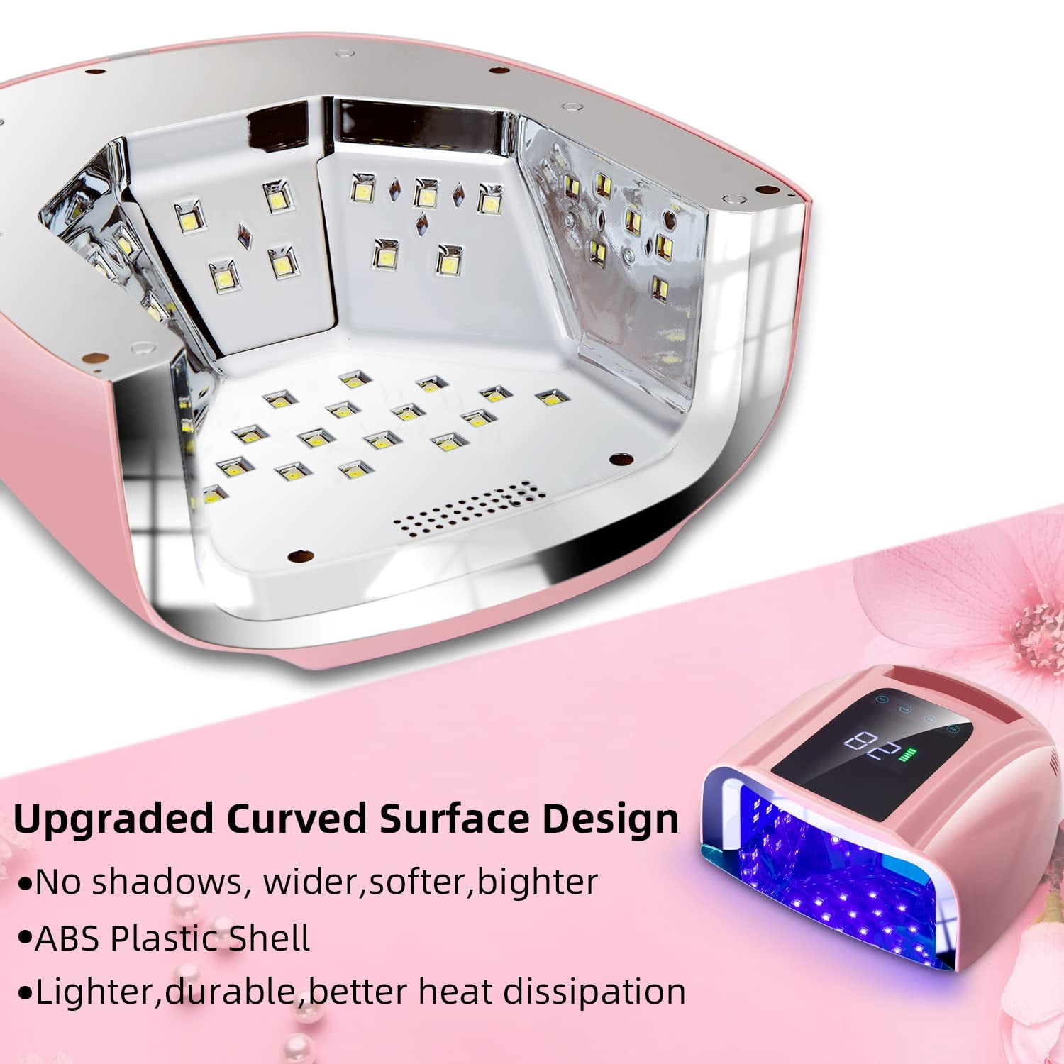 96W Rechargeable UV LED Nail lamp,Cordless Nail Dryer with Removable Stainless Steel Bottom,Professional Curing Lamp for Fingernail and Toenail, Auto Sensor & Quick Dry Nail Machine