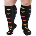 thumbnail image 4 of 3 Pairs Plus Size Compression Socks Wide Calf for Women and Men 15-25mmHg Knee High Support Socks for Circulation, 4 of 8