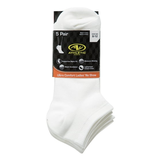 Athletic Works Women's Ultra Comfort No Show Socks, 5 Pairs