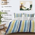 thumbnail image 3 of 3 Piece Blue Yellow Striped Duvet Cover Set California King,Microfiber Comforter/Quilt Cover with Corner Ties and 2 Pillowcases,Farmhouse Navy Blue Ombre Stripes Soft Bedding with Zipper Closure, 3 of 8