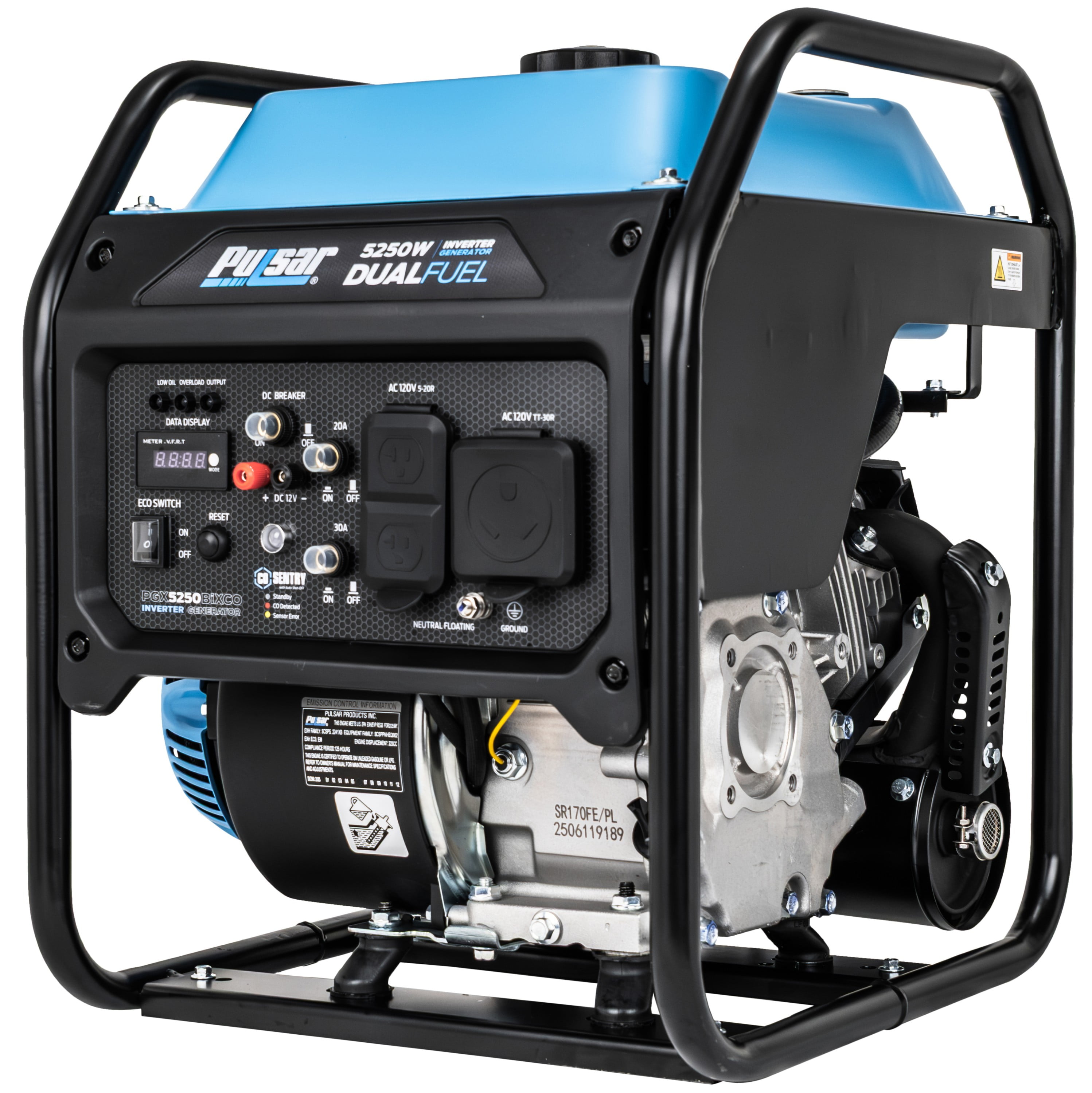 Pulsar 5250W Dual Fuel Inverter Generator, Gas & Propane, RV Ready TT-30R