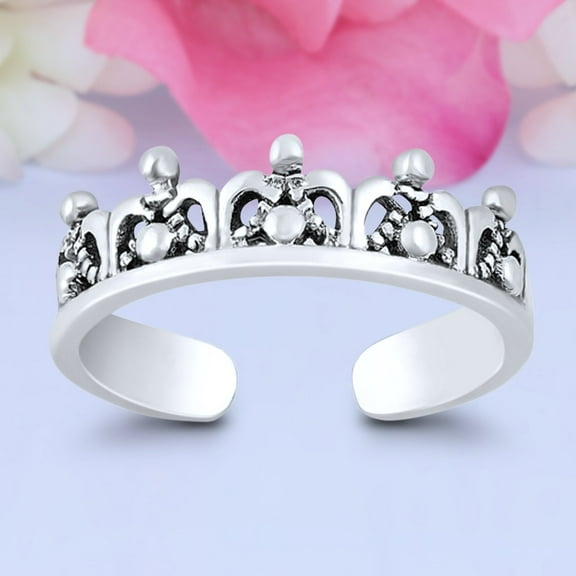 5 mm Crown Toe Band Ring 925 Sterling Silver Thin Adjustable Stylish Rings For Women