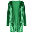 thumbnail image 7 of Women's Solid Color Gold Velvet Cardigan, Mid-Length Open Front Long Sleeve Jacket, Casual Loose Fit Duster Coat for Women, Soft Velvet Loungewear for Fall and Winter Green XXL, 7 of 7