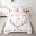 thumbnail image 2 of Manfei Cute Floral Butterfly 7-Piece Twin Bedding Sets,Cartoon Bow Tie Bedding Comforter Set,Pink Green Sheet Sets For Girl,Ultra Soft Home Decor Reversible, 2 of 8
