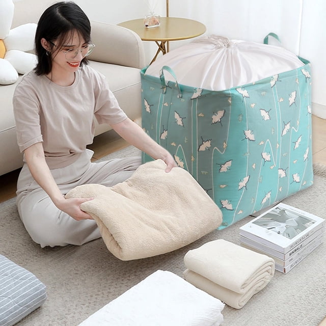SuoKom Storage Basket Household Oversized Foldable Drawstring Beam Closure Cloth Quilt Bag Squares Dirty Clothes Basket Storage Box