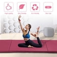 thumbnail image 3 of YRLLENSDAN Large Gymnastics Mat Folding Gym Mat for Kids Leather Tumbling Mat for Gymnastics for Home Schooling and Daycare Cheer Mat Thick Exercise Mat for Home Workout 4×8 ft,Red, 3 of 7