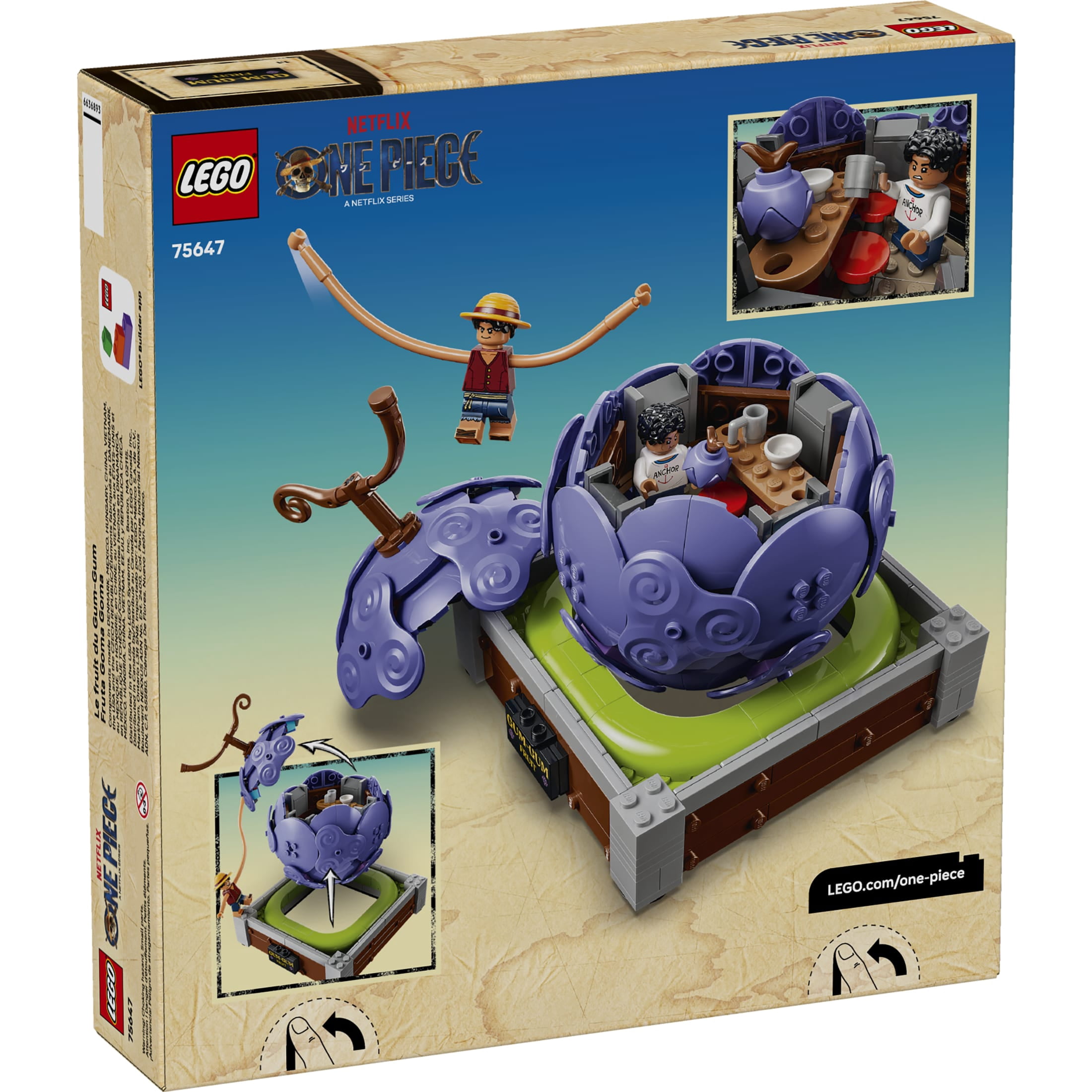 LEGO ONE PIECE Gum Gum Fruit Building Toy - Toys & Figures Playset for Boys & Girls, Ages 9+ - W/ Luffy Figure - Birthday Gift for Kids - 75647