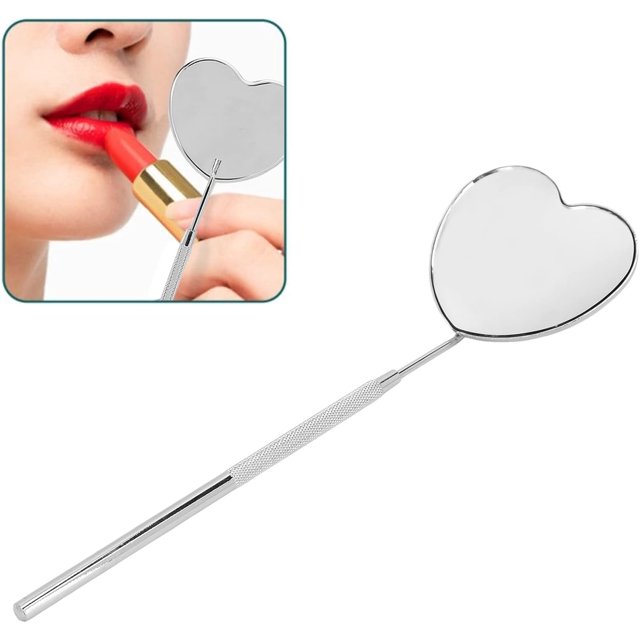Miroir à Cils Miroir d'Extension de Cils Miroir de Maquillage en Forme de Cœur Miroir à Cils Professionnel Portable en Acier Inoxydable pour Extension de Cils (Argent)