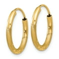 thumbnail image 2 of Primal Gold 14K Yellow Gold 2mm Satin Diamond Cut Endless Hoop Earrings, 2 of 4