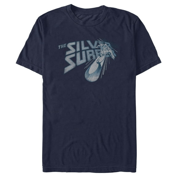 Men's Marvel The Silver Surfer Speed Graphic Tee Navy Blue 2X Large