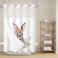 thumbnail image 6 of No Hook Shower Curtain with Snap in Liner, Spring Easter Rabbit Waterproof Fabric Bathroom Curtain Mesh Top Window, Watercolor Flowers Bunny Shower Curtains 72x84in, 6 of 9