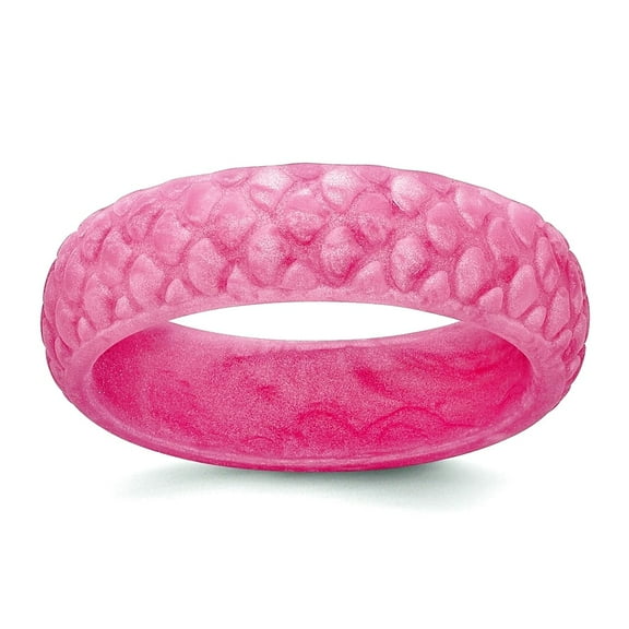 Silicone Pink Mermaid Pattern 5.7mm Band Size 8 Ring for Women and Men