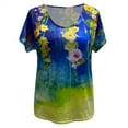 thumbnail image 3 of QLEICOM Trendy Floral T-Shirt, Women's Summer Short Sleeve Tunic Tops, Plus Size V Neck Graphic Tees Shirt, Casual Comfy Blouses T-Shirts Pullover Tees S-5XL, Gifts for Mom, 3 of 4