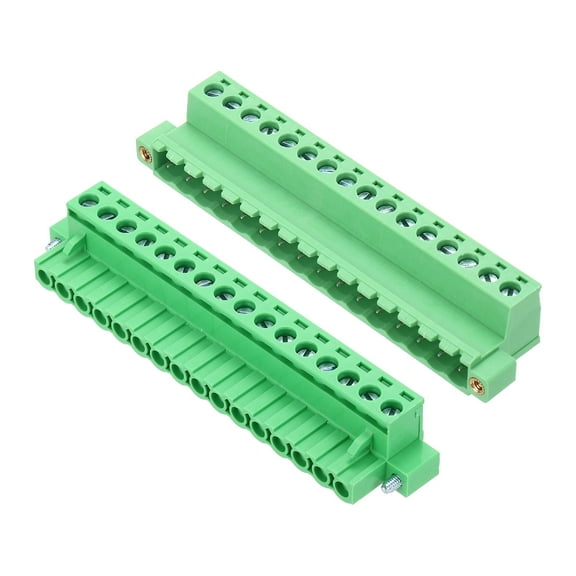 Uxcell 1Set PCB Terminal Block, 300V 10A Male&Female 16 Pin 5.08mm Distance PCB Screw Mount Terminal Block Connector for Industrial Use, Electronic Projects, Green