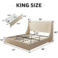 thumbnail image 3 of Virans King Bed Frame with 4 Storage Drawers, Upholstered Platform Bed Frame with Type-C & USB Ports, Wingback Storage Headboard,Beige, 3 of 8