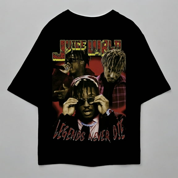 Juice WRLD Vintage Tribute T-Shirt, Legends Never Die Graphic Tee Featuring Iconic Artist Portraits, Unisex Tee