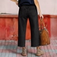 thumbnail image 4 of ASDFVBKG Women's Capri Jeans Cropped Trendy Jeans Stretch Denim Pull on Raw Hem Summer Denim Trouser Black 2XL, 4 of 8