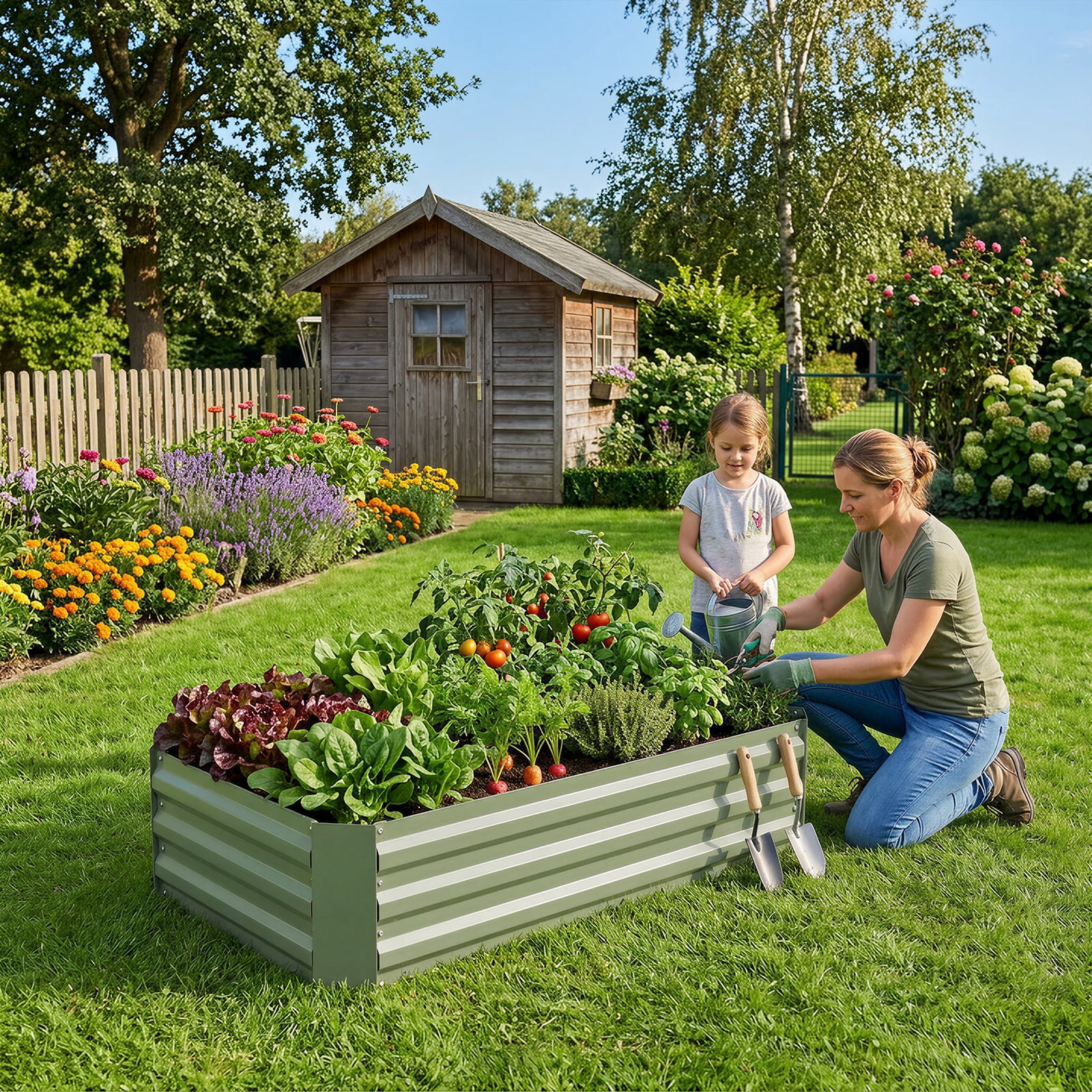 Aoodor Outdoor Metal Raised Garden Bed 4' x 2' x 1' Rust Resistance Planter Box