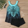 thumbnail image 4 of Tankini Swimsuits for Women Two Piece Tummy Control Bathing Suits,Trendy Print Swim Tank Tops with Boy Shorts Blue L, 4 of 6