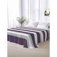 thumbnail image 5 of Purple Grey Stripe California King Size Flat Sheet, Wrinkleproof & Fadeproof Cooling Flat Bed Sheet Only, Minimalist Farmhouse Striped Breathable Soft Bedding Top Sheets 108 x 98 Inches, 5 of 8