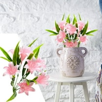 Fake Flowers Promotion Sale! Nomeni Lily Flower Artificial Flower Potted Decoration Wedding Decoration Dry Flower Decoration Artificial Artificial Artificial Flower, Home Decor Clearance Sale Pink