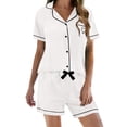 thumbnail image 2 of Harpily Womens Pajama Set 2 Piece Short Sleeve Top with Side Pockets and Short Trousers Everyday Home Rest Outfits S, 2 of 4