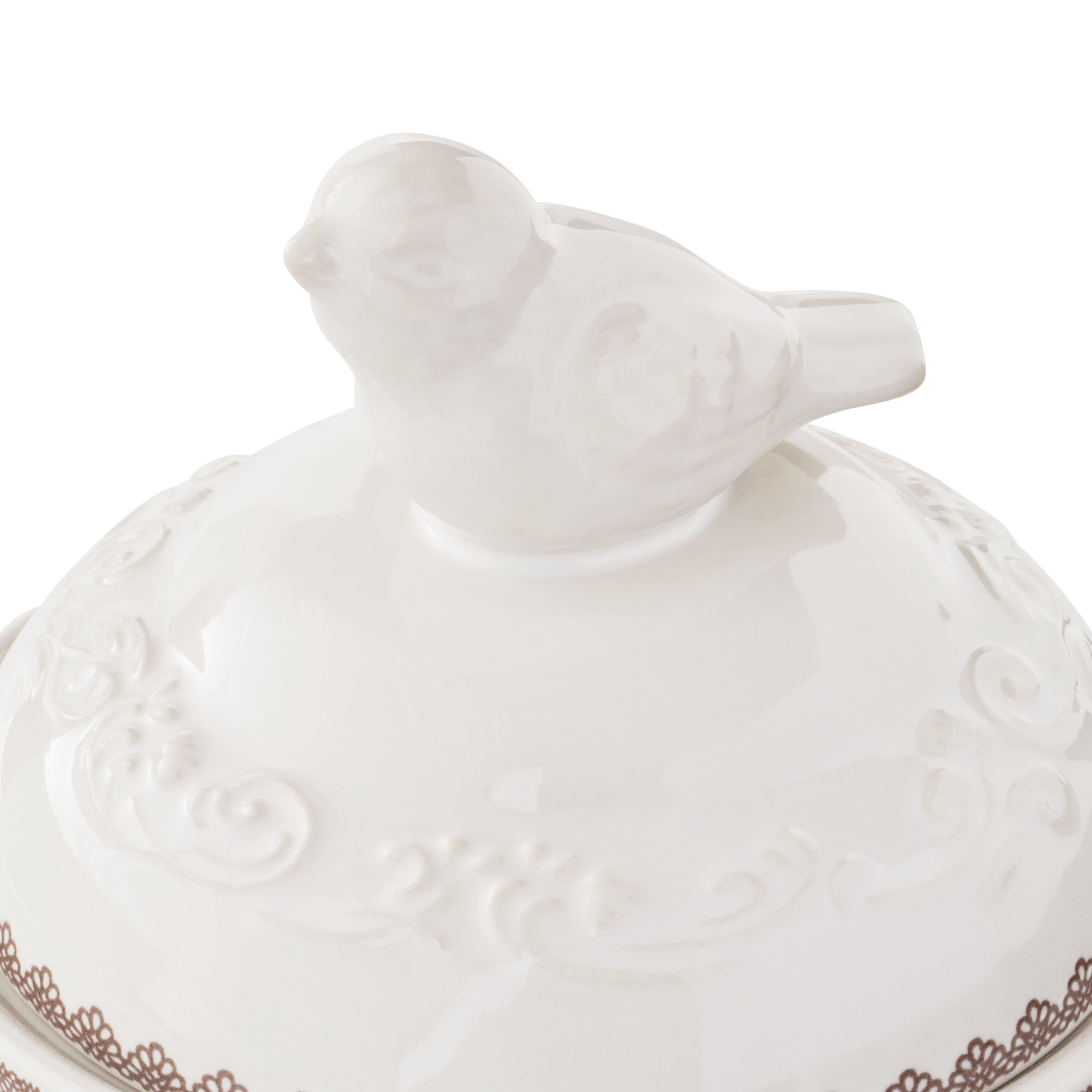 The Pioneer Woman Agatha Stoneware Sugar Bowl with Lid, Brown