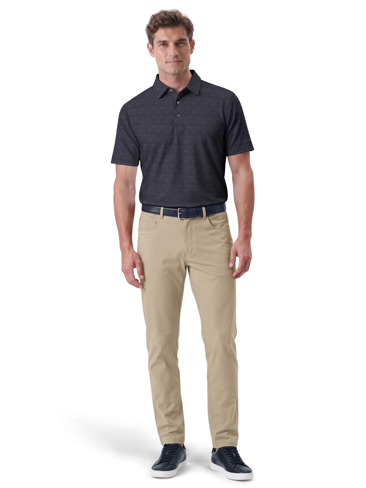 Ben Hogan Performance Men's & Big Men's Gentleman Geo Print Short Sleeve Golf Polo Shirt, Sizes S-4XLT