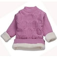 thumbnail image 4 of Rggeeun Girls Child Sweaters Solid Color Knitted Lined Long Sleeve Crew Neck Winter Thermal Soft Cozy Kids Trendy Pullover,Pink,10-11 Years, 4 of 4