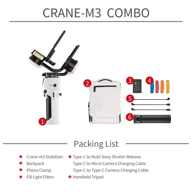 Zhiyun Crane M3 DSLR Camera Gimbal Stabilizer Combo Kit - White